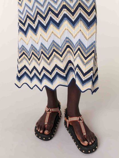 MJ Metallic Crochet-Knit Mizag Sleeveless Top | Rizag Strappy Midi Dress