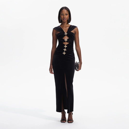 SP Black Velvet Cut Out Maxi Dress