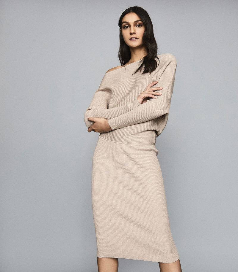 RS Lara Off The Shoulder Ribbed Midi Dress