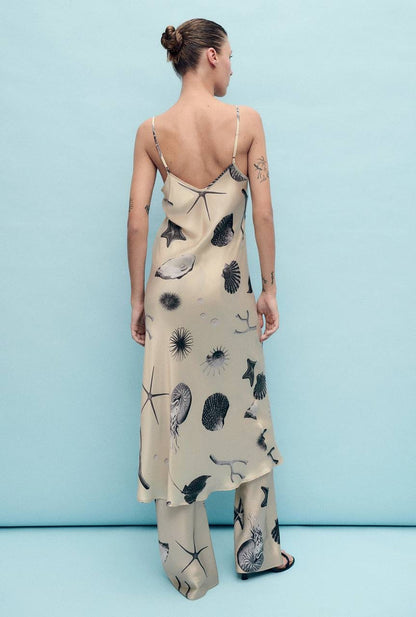 SL 90s Silk Slip Midi Dress in Seashells | Smoke | Surreal Black