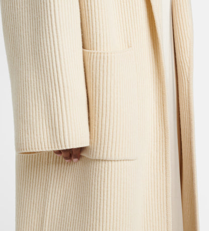 Tot Ribbed Knit Wool Blend Long Cardigan Coat