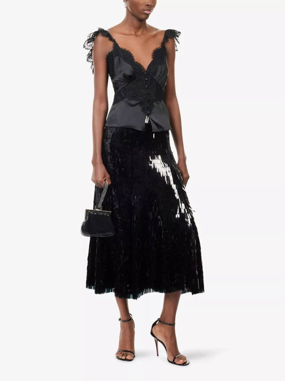 SP Black Satin Lace Top