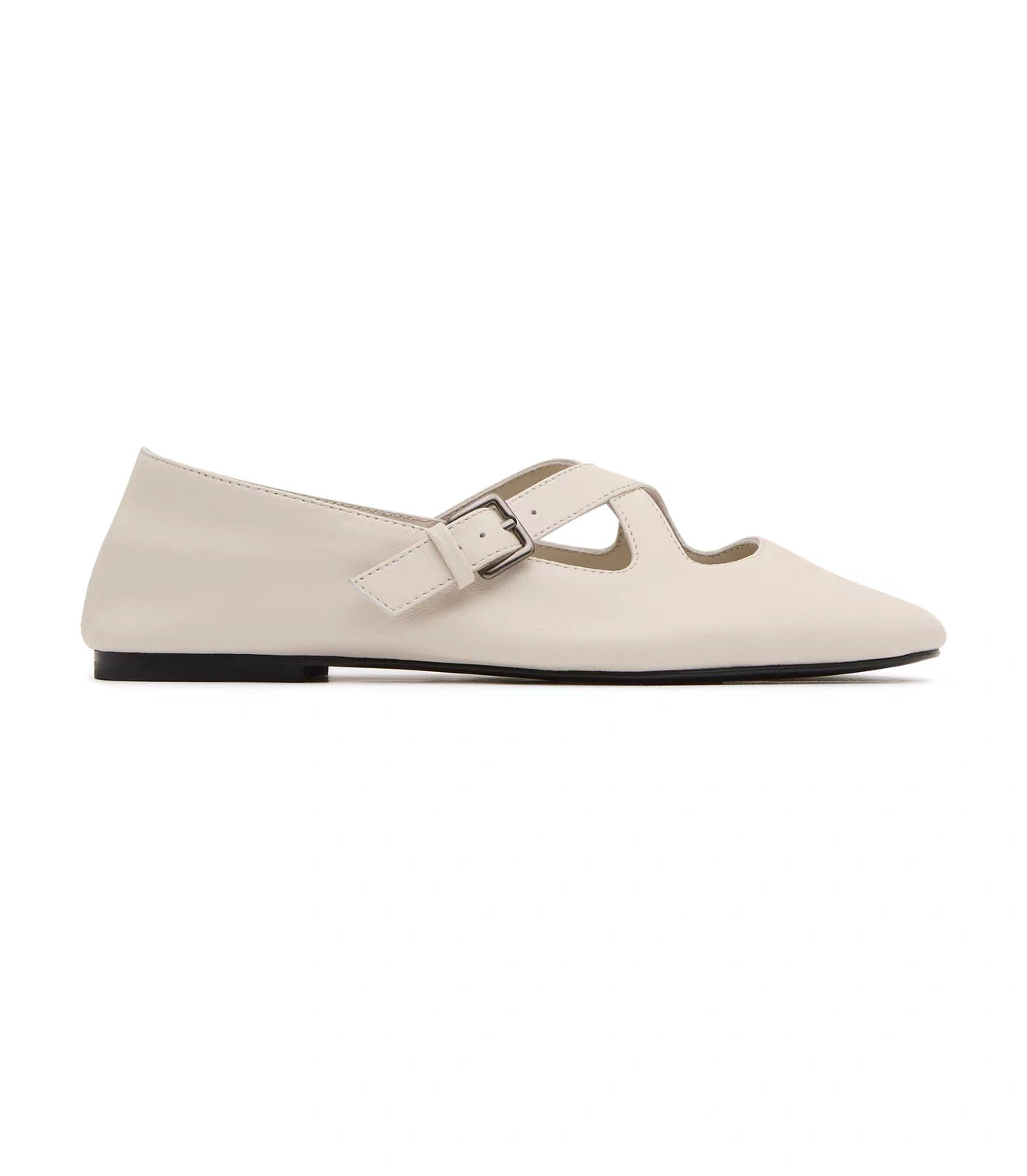 SA Lambskin Leather Ballerina Flat Shoes with Crisscross Strap