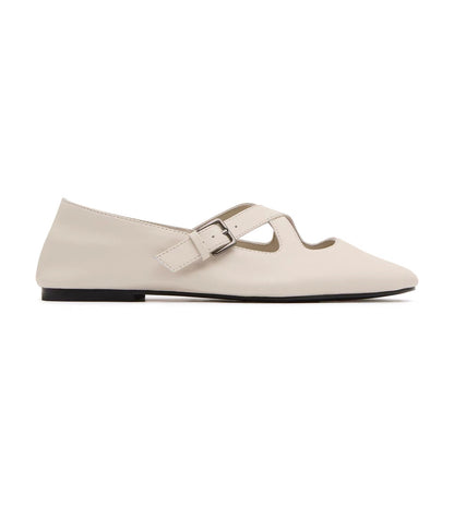 SA Lambskin Leather Ballerina Flat Shoes with Crisscross Strap