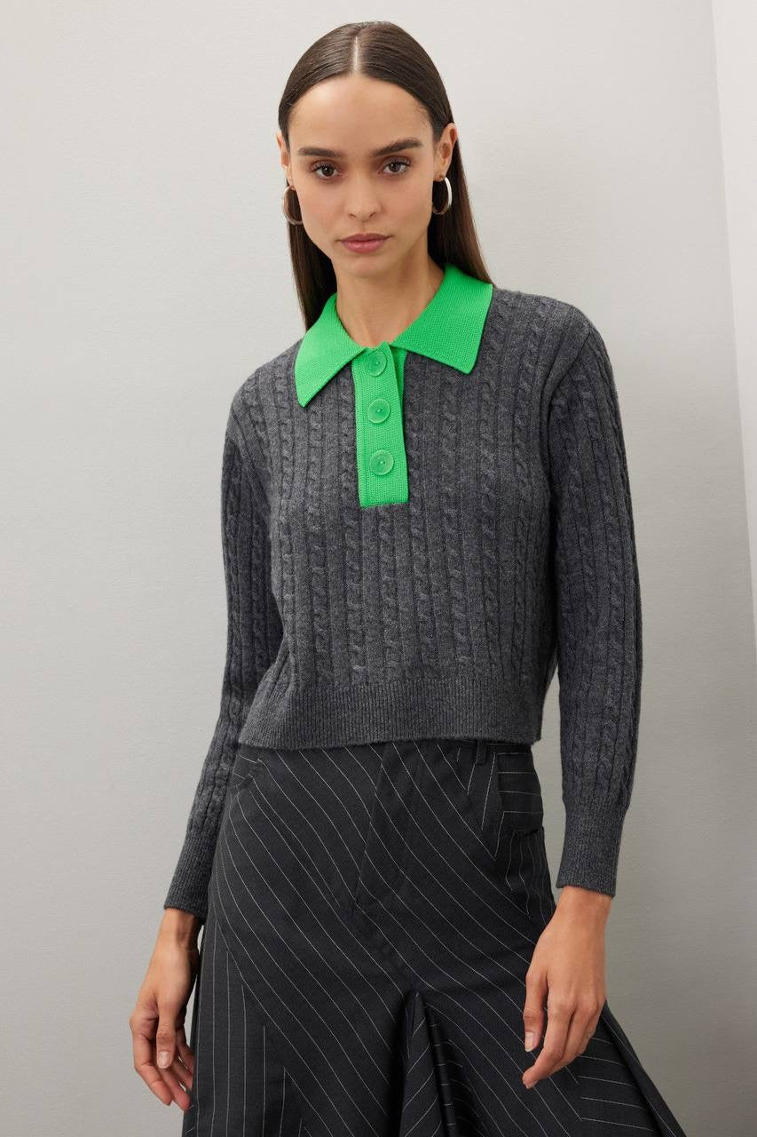 SD Reno Wool-Cashmere Contrast Collar Knit Sweater