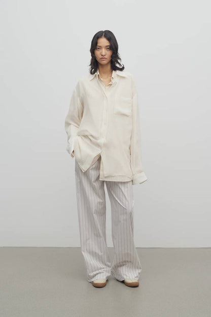 TR Hypnosta Striped Cotton Poplin Wide Leg Pants