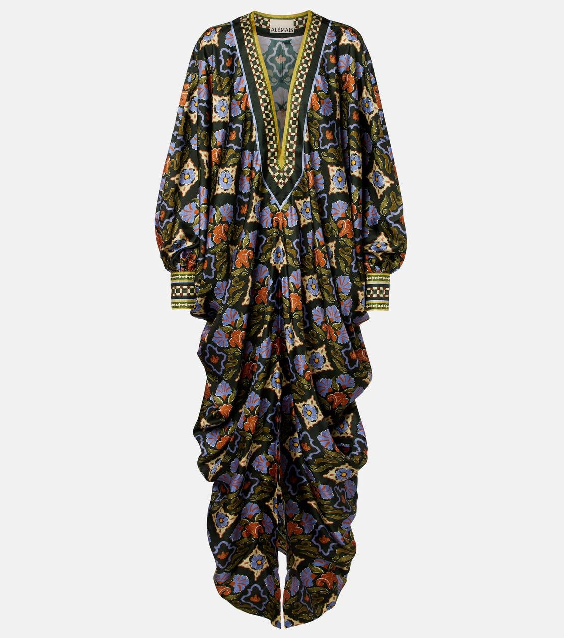 ALM Cece Floral Silk-twill Kaftan Midi Maxi Dress
