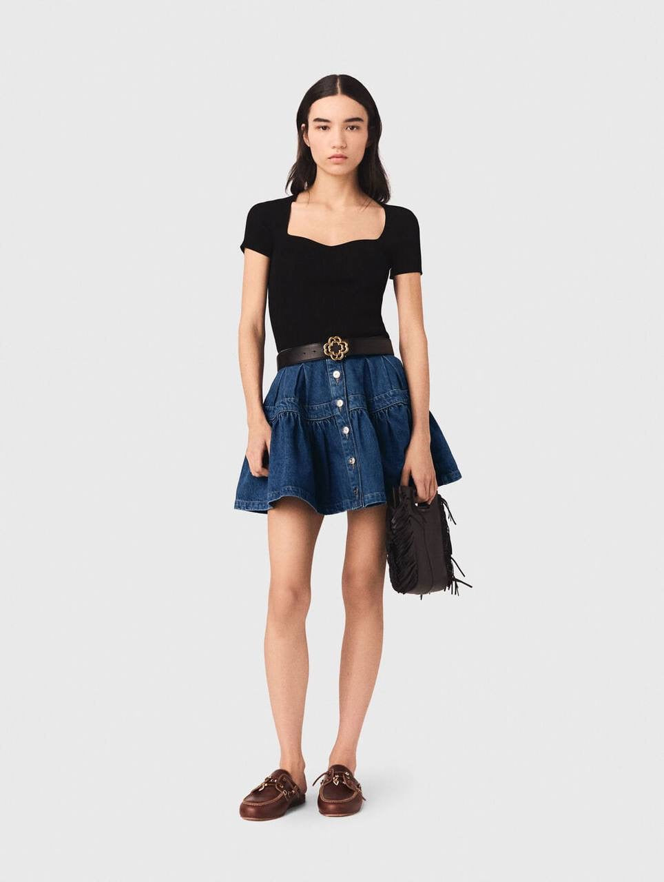 MJ Moka Rib Knit Sweetheart Shirt Top