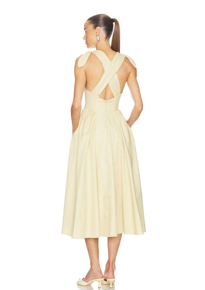 HS Fairweather Cotton Ribbon-strap Midi Dress