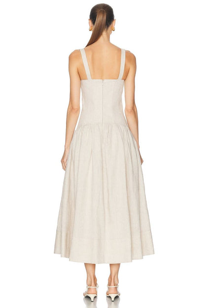 NC Makenna Dropwaist Linen Midi Dress