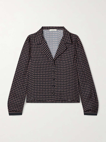 DN Juliana Silk-Viscose Long Sleeved Blouse Top