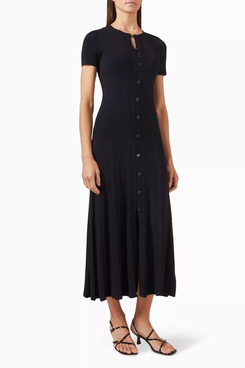 SD Milla Viscose Knit Midi Dress in Navy blue & Wine red