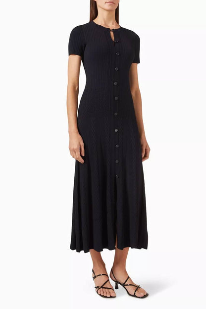 SD Milla Viscose Knit Midi Dress in Navy blue & Wine red