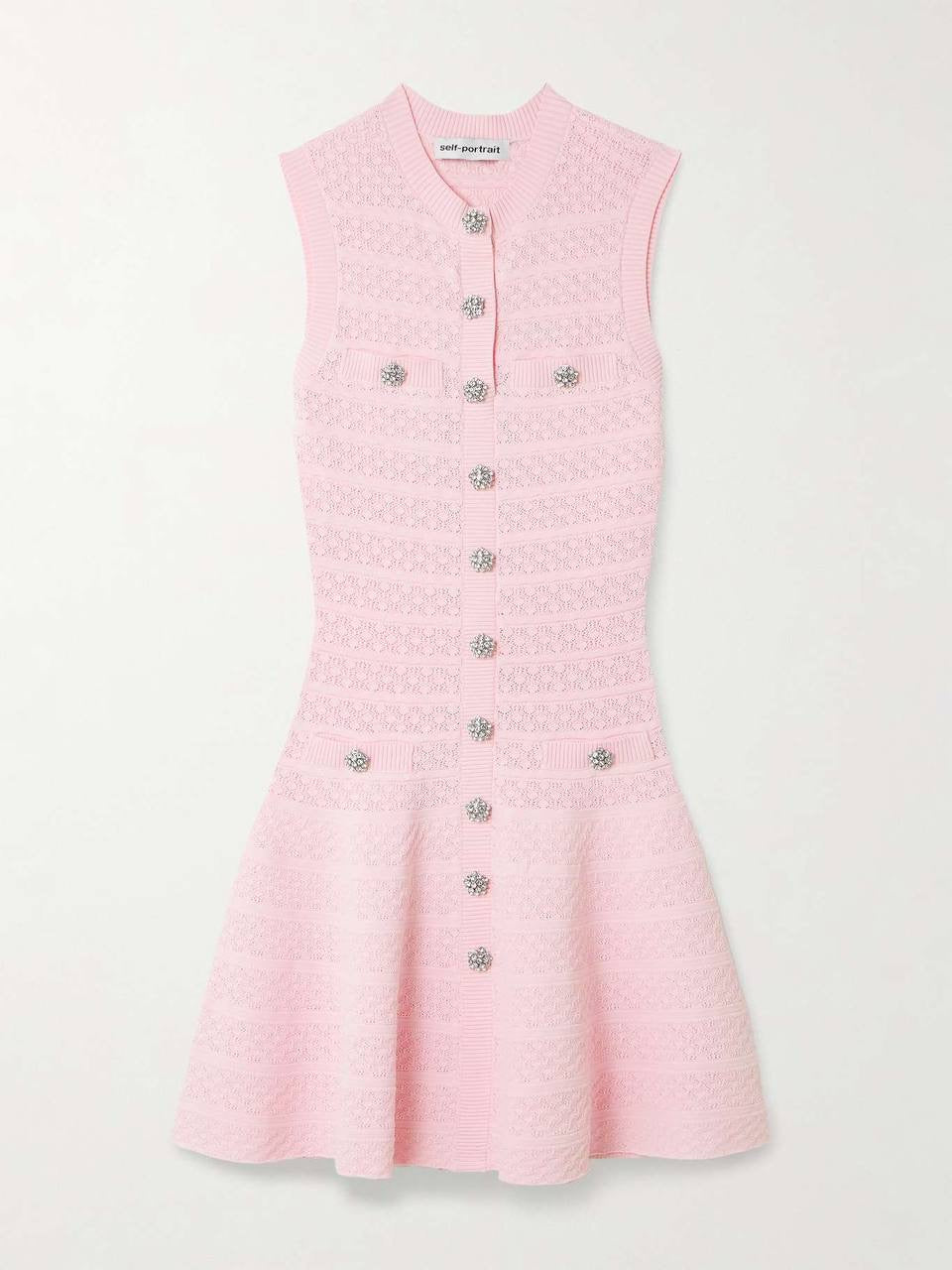 SP Pink Pointelle Diamanté Knit Mini Dress