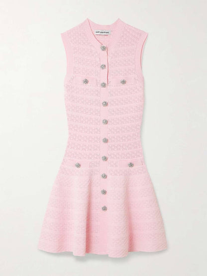 SP Pink Pointelle Diamanté Knit Mini Dress