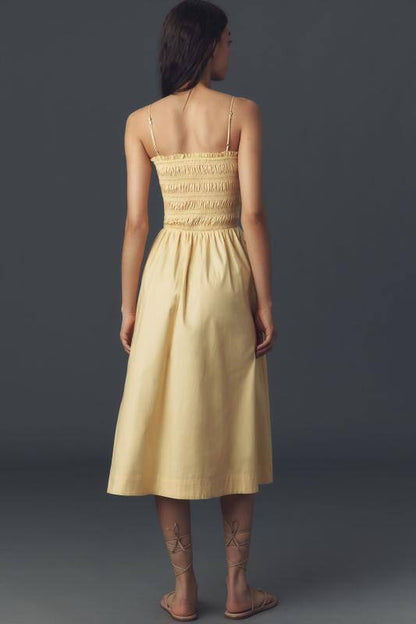 Ref Kerrie Smocked Cotton Midi Dress