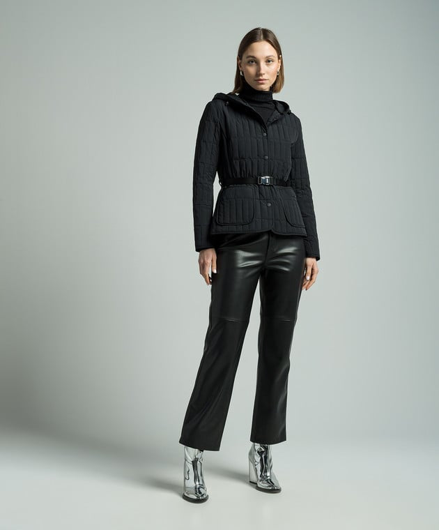 MK Raja Light Down Vertical Quilted Hooded Jacket with Belt