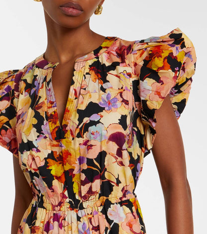 UJ Marin Puff Sleeve Cotton Midi Dress