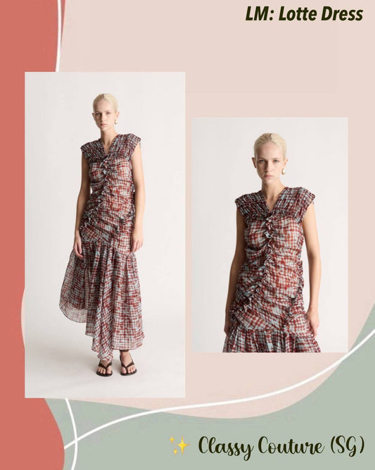 LM Lotte Ruched Drop Waist Midi Dress