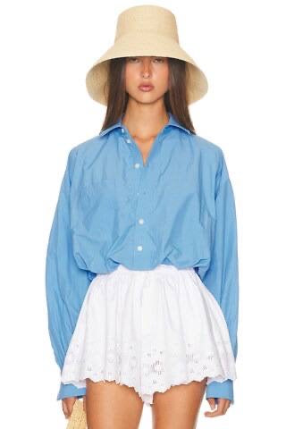 HS Bubble Button-Down Cropped Tech Poplin Shirt