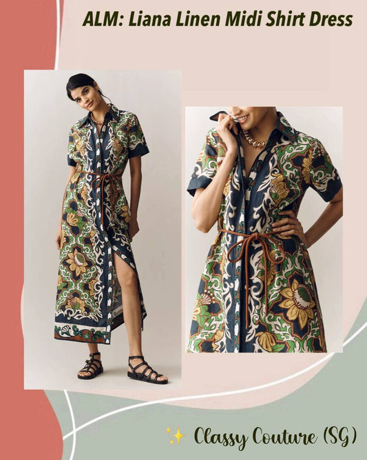 ALM Liana Linen Midi Dress Shirtdress