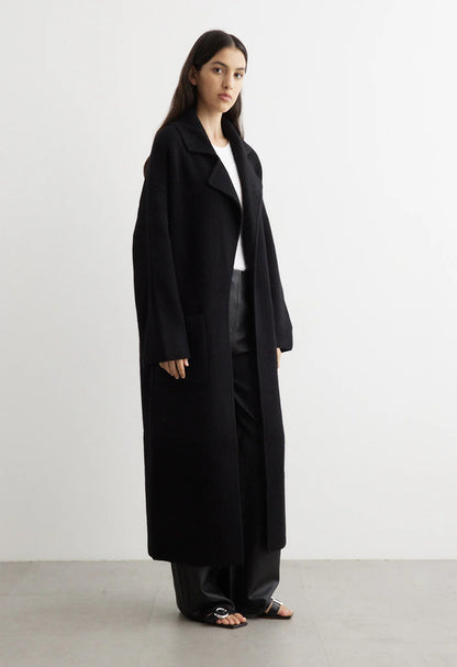 Tot Ribbed Knit Wool Blend Long Cardigan Coat