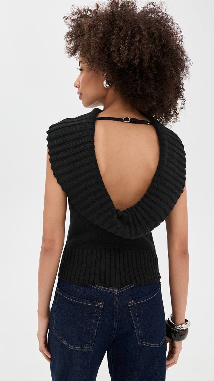 CG Chen Cowl Neck Wool-Cotton Blend Top