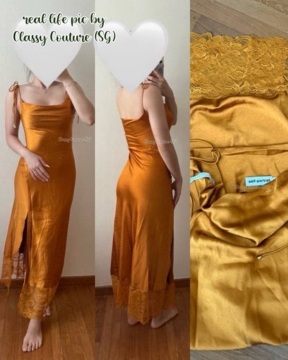 SP Burnt Orange Satin Midi Dress