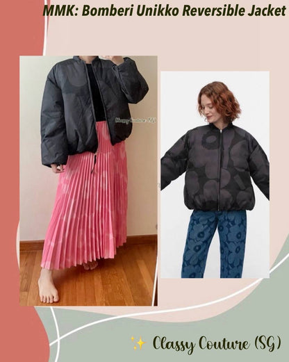 MMK Holkki Unikko Lightweight Reversible Padded Jacket in black/grey
