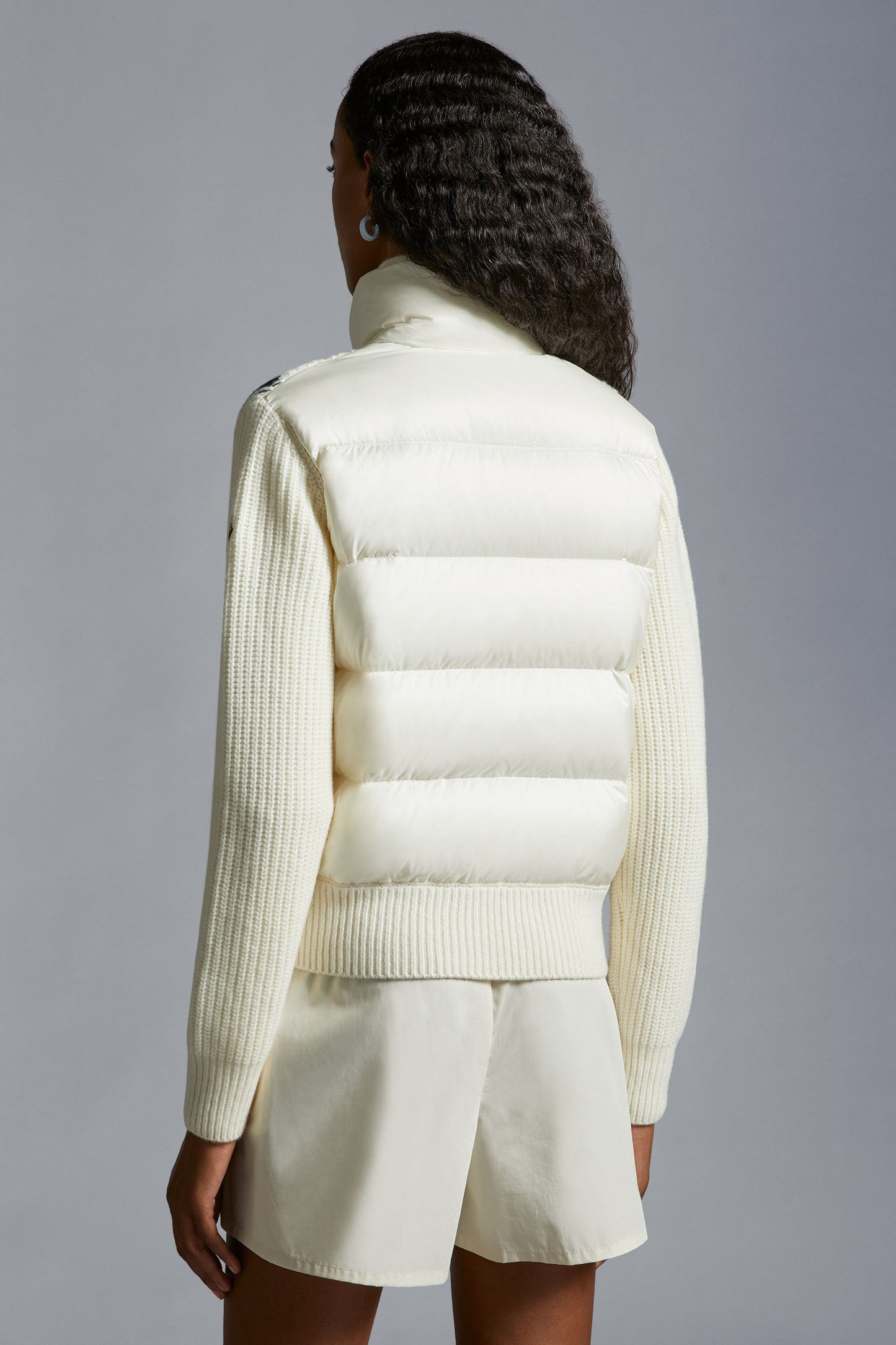 MC Padded Striped Wool Zip Up Cardigan (Partially Down-filled)