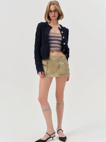 FLL Emily Cable Knit Viscose-wool-cashmere blend Cardigan