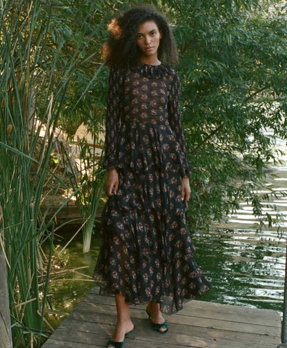 DN Ciara Silk Georgette Tiered Maxi Dress