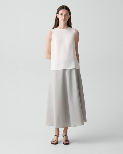 TH Vented Vest | Relaxed Double-Breasted Blazer | Flared Pull-On Skirt in City Twill