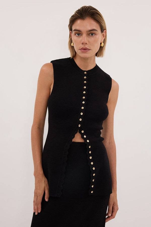DSH Zoe Scalloped Knit Vest | Midi Maxi Skirt | Stretch-cotton blend Set