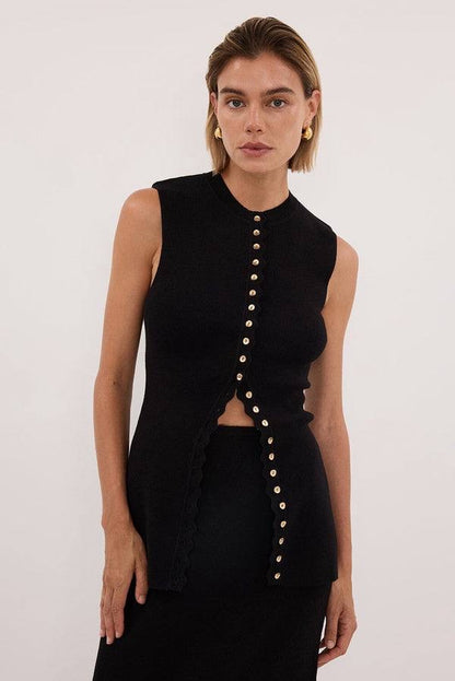 DSH Zoe Scalloped Knit Vest | Midi Maxi Skirt | Stretch-cotton blend Set