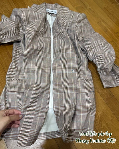 VB Clayton Plaid Dickey Jacket in Beige Raisin Multi