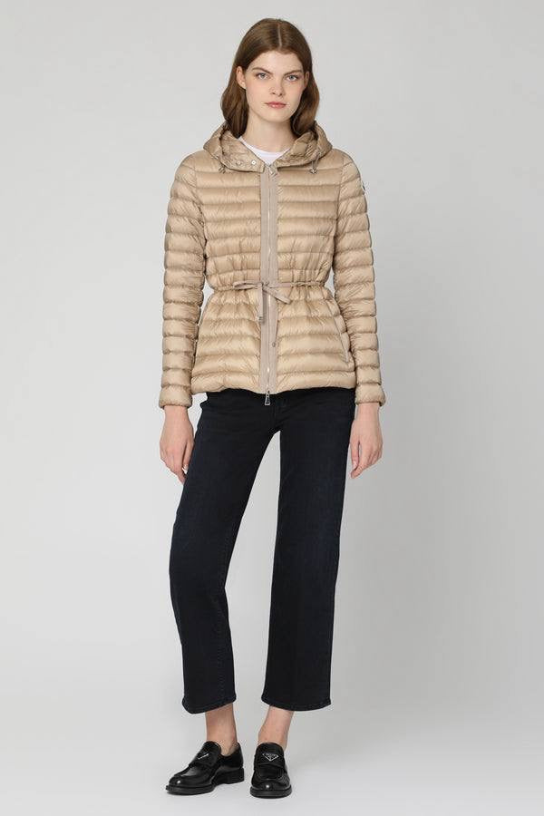 MC Raie Hooded Short Down Gathered Waist Drawstring Jacket
