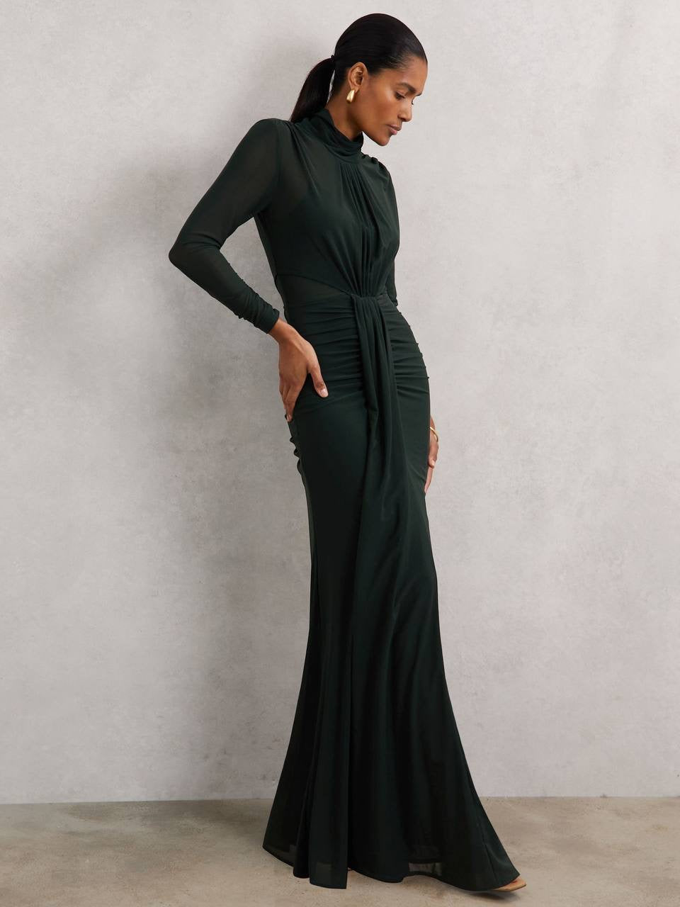 RS Danni Ruched Long-Sleeve Maxi Dress