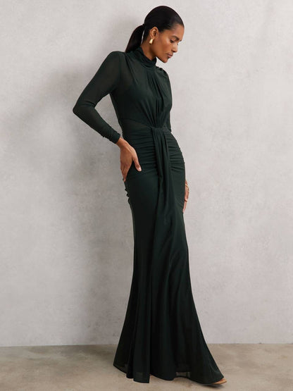 RS Danni Ruched Long-Sleeve Maxi Dress