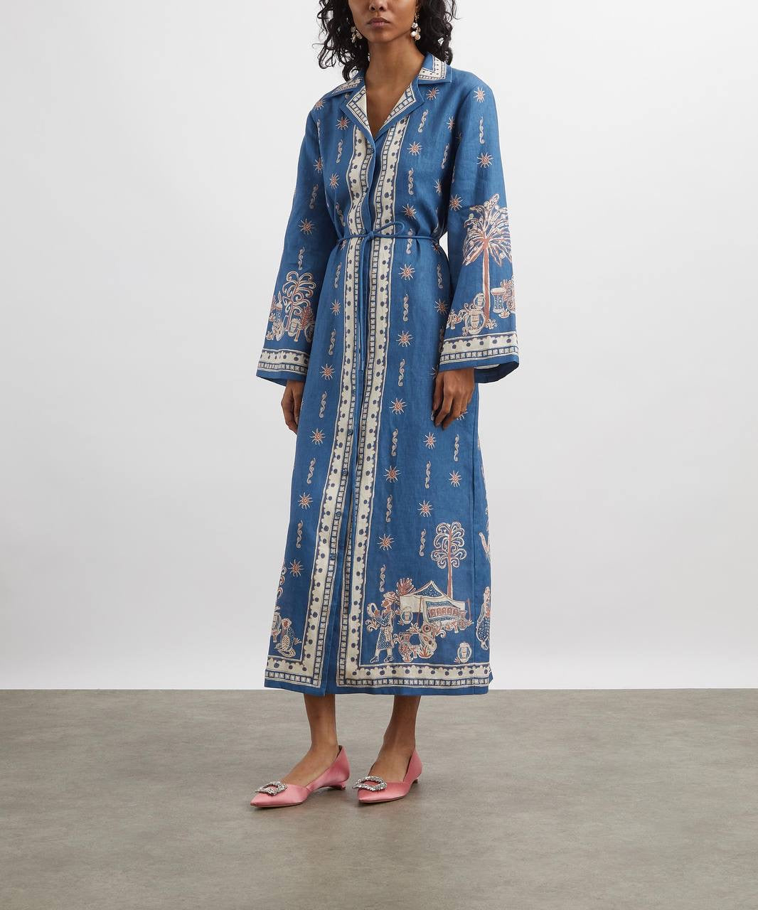 ALM Acacia Belted Linen Shirtdress Midi Dress