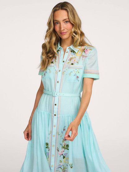 SP Mint Floral Organza Midi Dress