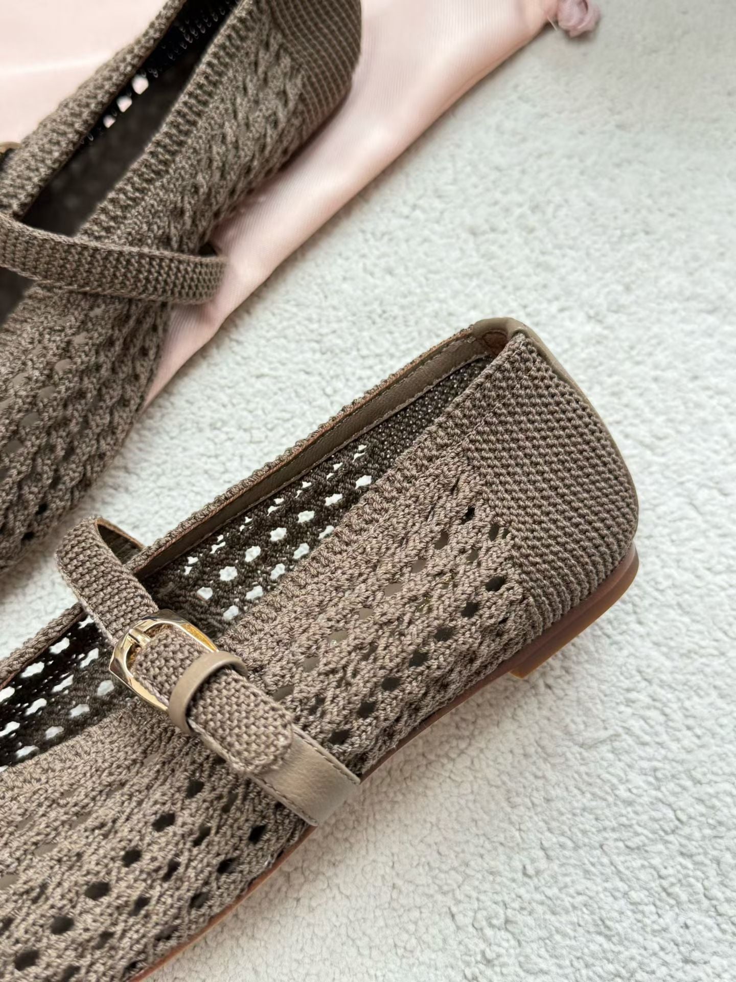 SW Leora Woven Crochet Mary Jane Ballet Flats
