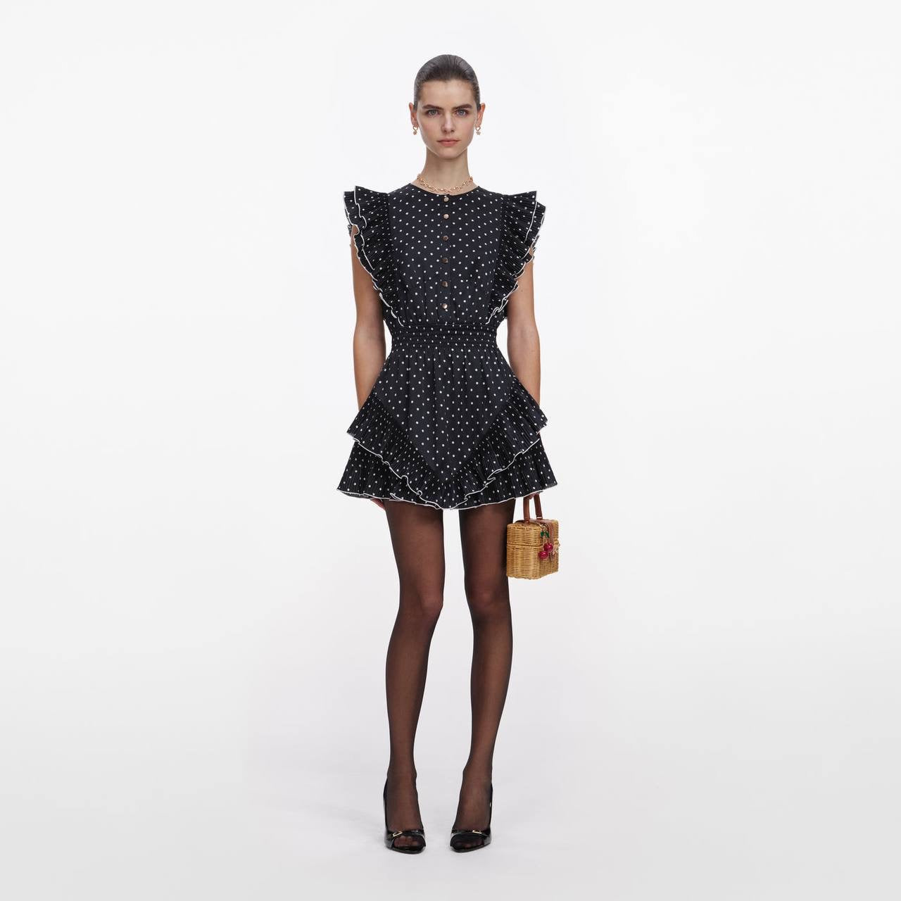 SP Black Polka Dot Frill Mini Dress
