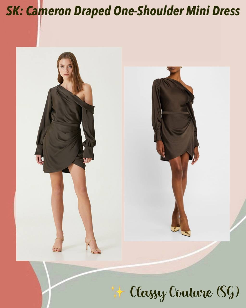 SK Cameron Draped One Shoulder Mini Dress