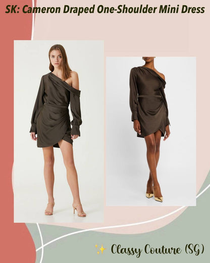 SK Cameron Draped One Shoulder Mini Dress