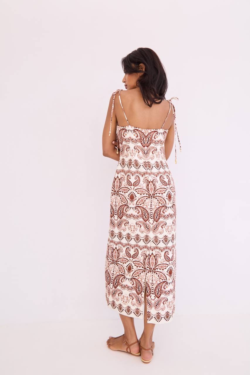 CC Chelsea Strappy Linen Midi Dress