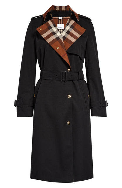 BBR Check Panel Cotton Gabardine Trench Coat