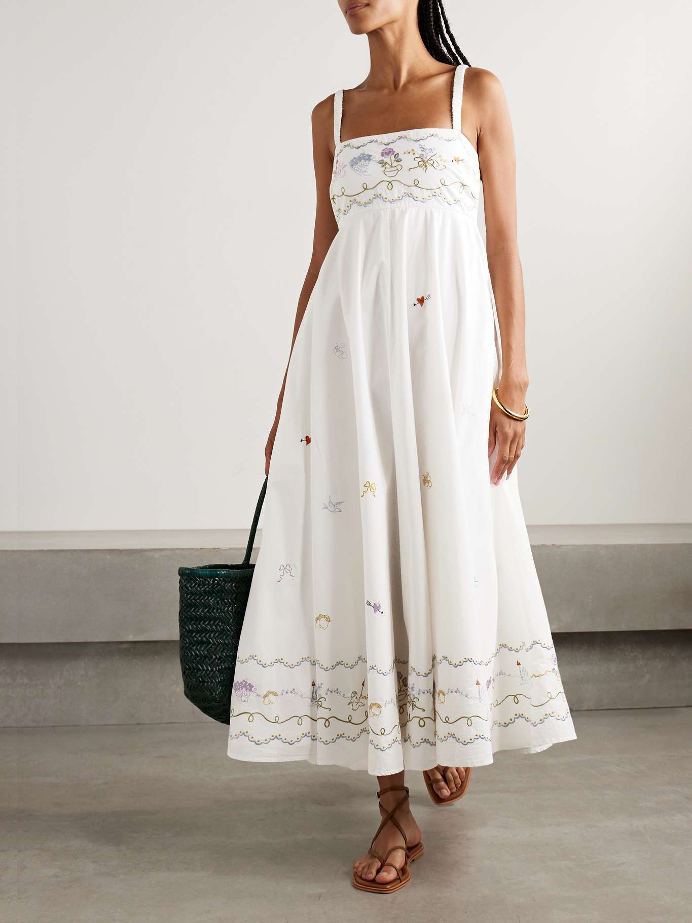 ALM Giulia Cotton Embroidered Midi Dress Sundress