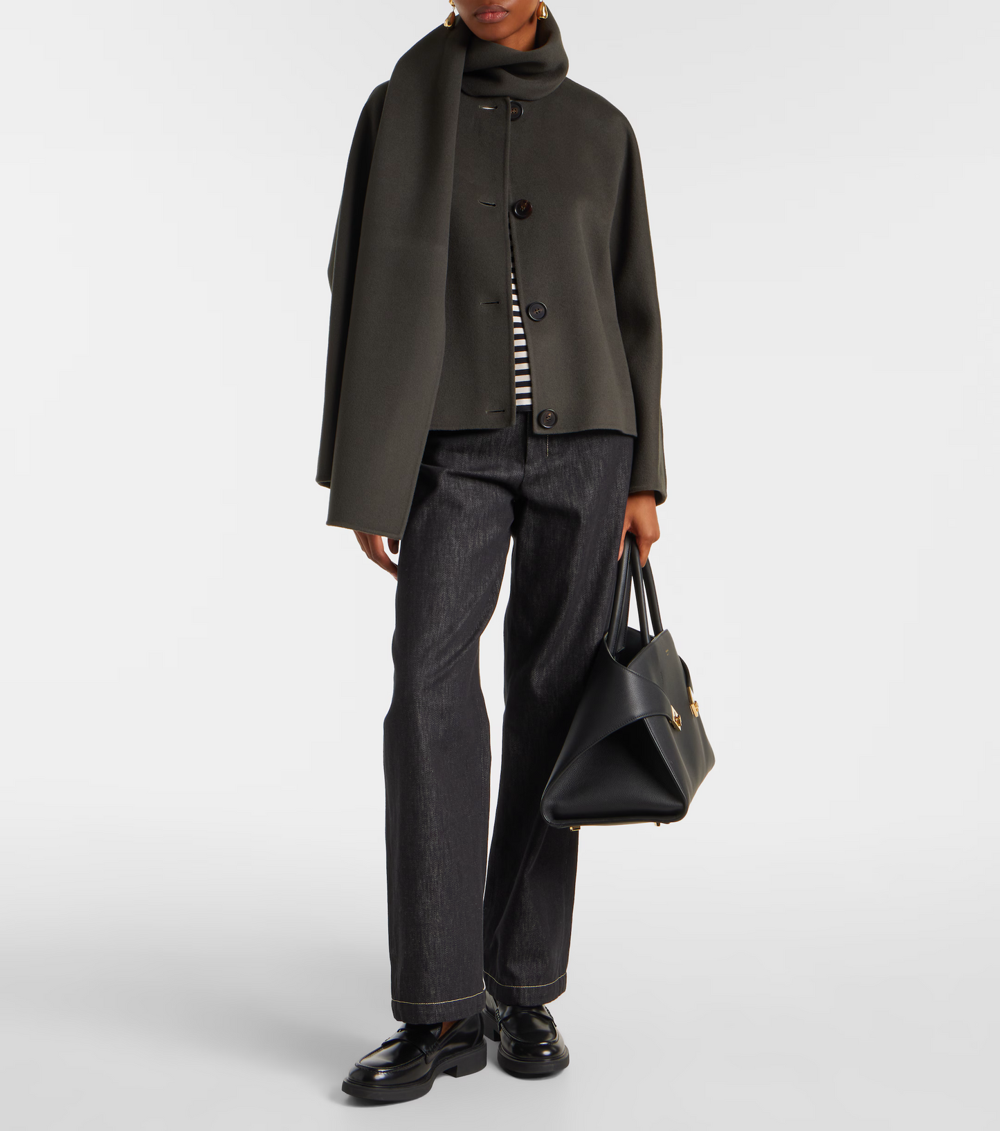 2 Colors! MM Kate Cropped Jacket (w Detachable Scarf) | Flared Midi Skirt | Double-Sided Wool Set