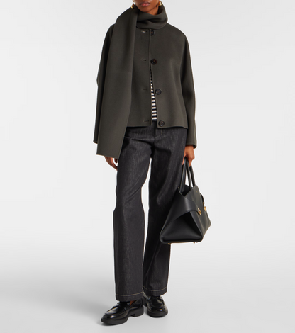 2 Colors! MM Kate Cropped Jacket (w Detachable Scarf) | Flared Midi Skirt | Double-Sided Wool Set